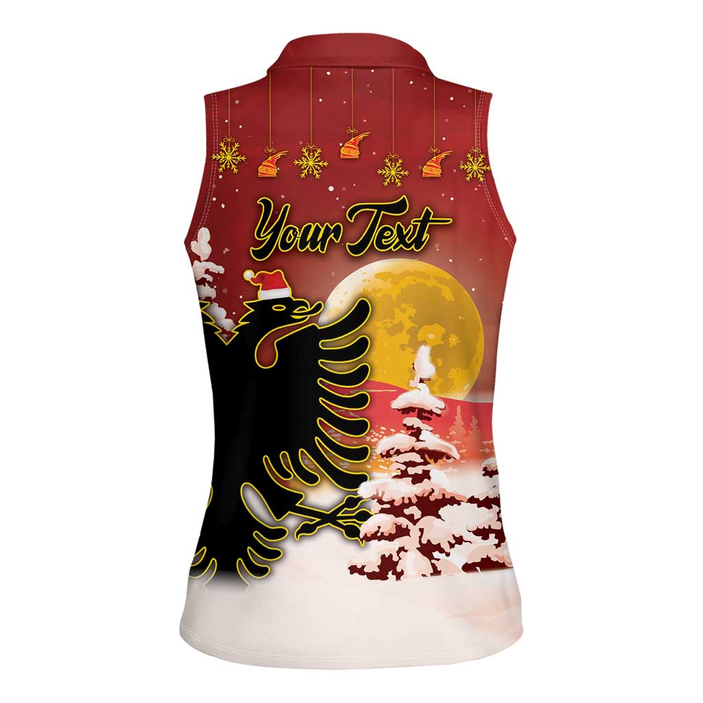 Personalized Albania Christmas Women Sleeveless Polo Shirt Gezuar Krishtlindjet - Wonder Print Shop
