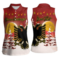 Personalized Albania Christmas Women Sleeveless Polo Shirt Gezuar Krishtlindjet - Wonder Print Shop