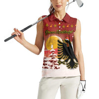 Personalized Albania Christmas Women Sleeveless Polo Shirt Gezuar Krishtlindjet - Wonder Print Shop