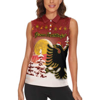 Personalized Albania Christmas Women Sleeveless Polo Shirt Gezuar Krishtlindjet - Wonder Print Shop