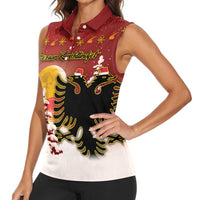 Personalized Albania Christmas Women Sleeveless Polo Shirt Gezuar Krishtlindjet - Wonder Print Shop