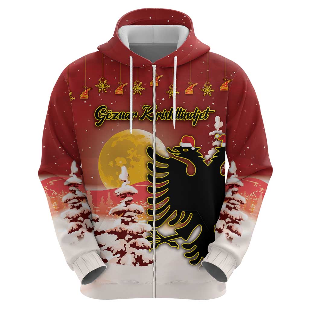 Personalized Albania Christmas Zip Hoodie Gezuar Krishtlindjet - Wonder Print Shop