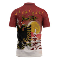 Personalized Albania Christmas Zipper Polo Shirt Gezuar Krishtlindjet - Wonder Print Shop