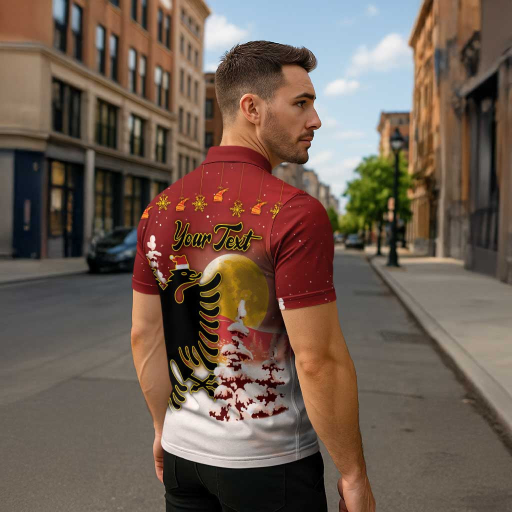 Personalized Albania Christmas Zipper Polo Shirt Gezuar Krishtlindjet - Wonder Print Shop