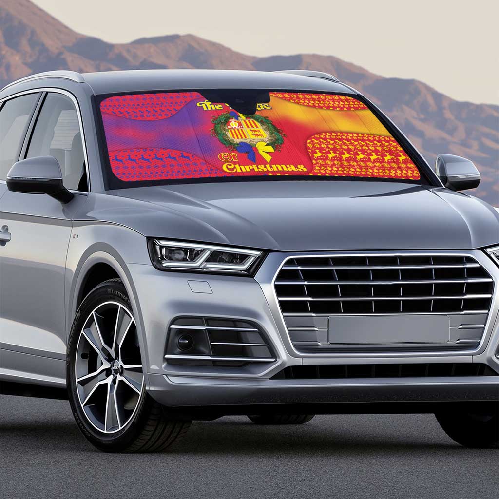 Andorra Christmas Auto Sun Shade Coat Of Arms With Wreath Xmas - Wonder Print Shop