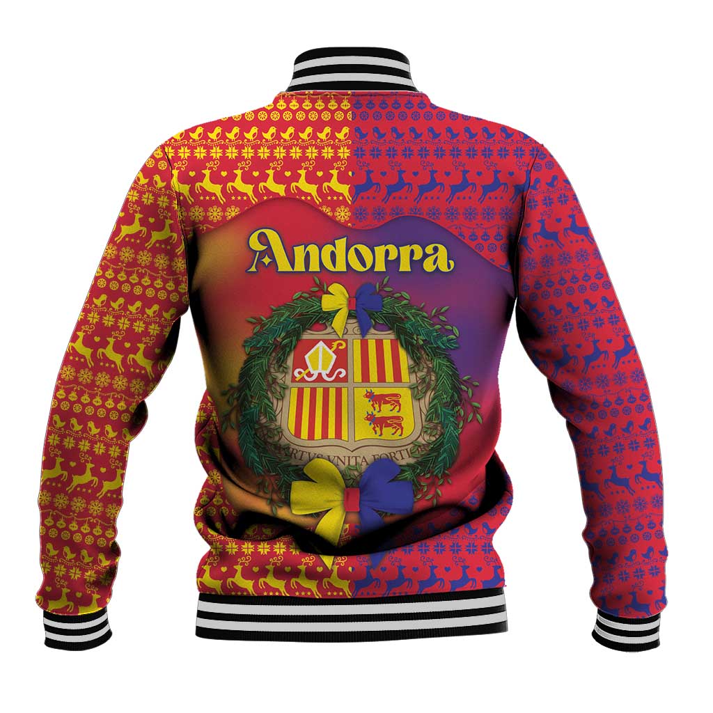 Andorra Christmas Baseball Jacket Coat Of Arms With Wreath Xmas - Wonder Print Shop