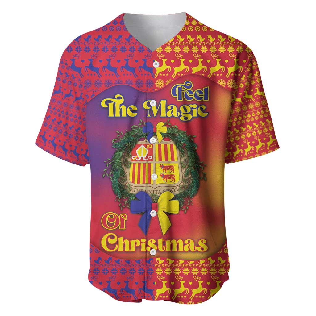 Andorra Christmas Baseball Jersey Coat Of Arms With Wreath Xmas - Wonder Print Shop
