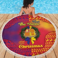 Andorra Christmas Beach Blanket Coat Of Arms With Wreath Xmas - Wonder Print Shop