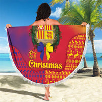 Andorra Christmas Beach Blanket Coat Of Arms With Wreath Xmas - Wonder Print Shop