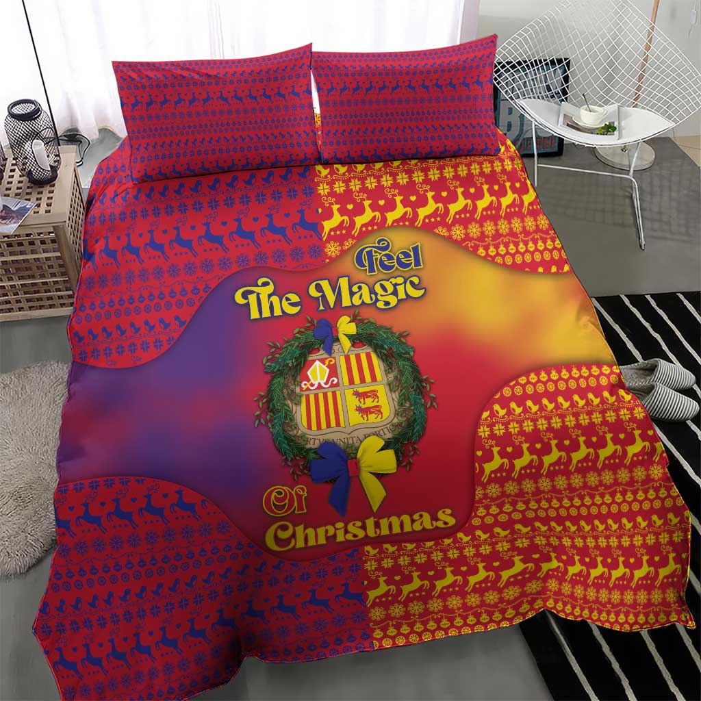 Andorra Christmas Bedding Set Coat Of Arms With Wreath Xmas - Wonder Print Shop