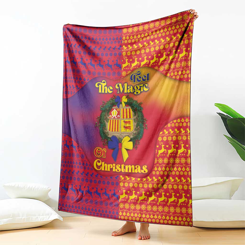 Andorra Christmas Blanket Coat Of Arms With Wreath Xmas - Wonder Print Shop