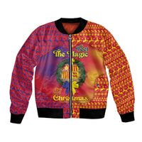 Andorra Christmas Bomber Jacket Coat Of Arms With Wreath Xmas - Wonder Print Shop