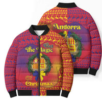 Andorra Christmas Bomber Puffer Jacket Coat Of Arms With Wreath Xmas - Wonder Print Shop