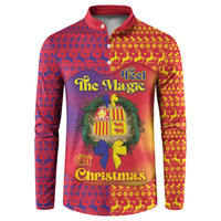 Andorra Christmas Button Sweatshirt Coat Of Arms With Wreath Xmas - Wonder Print Shop