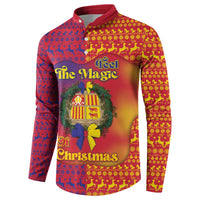 Andorra Christmas Button Sweatshirt Coat Of Arms With Wreath Xmas - Wonder Print Shop