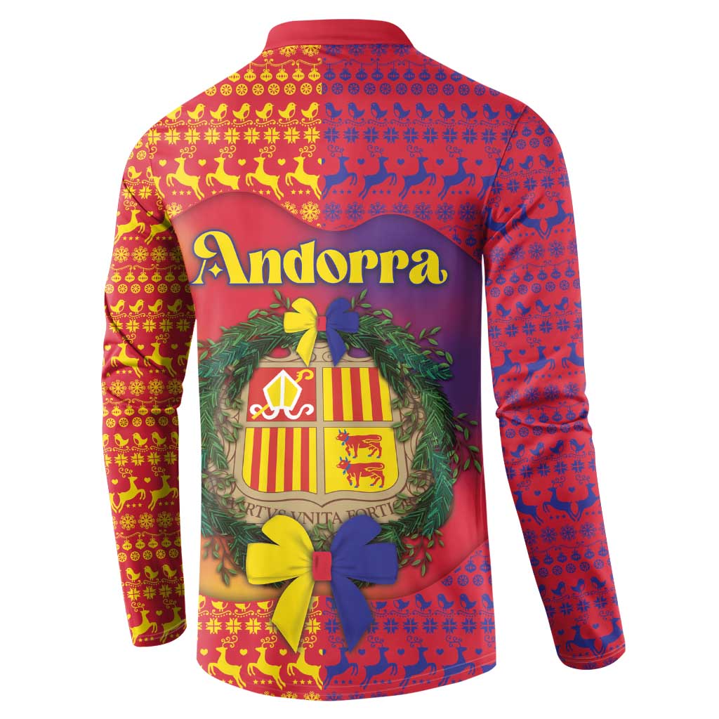 Andorra Christmas Button Sweatshirt Coat Of Arms With Wreath Xmas - Wonder Print Shop