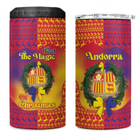 Andorra Christmas 4 in 1 Can Cooler Tumbler Coat Of Arms With Wreath Xmas - Wonder Print Shop
