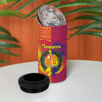 Andorra Christmas 4 in 1 Can Cooler Tumbler Coat Of Arms With Wreath Xmas - Wonder Print Shop
