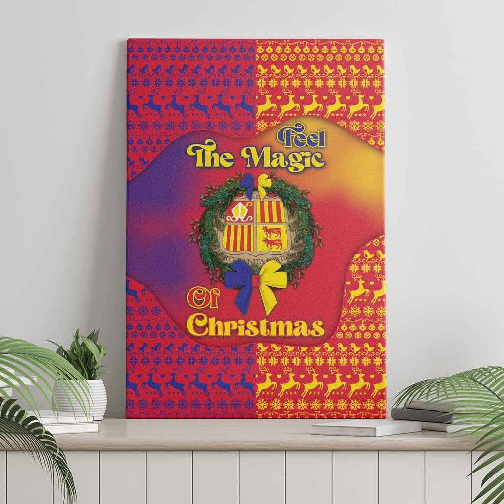 Andorra Christmas Canvas Wall Art Coat Of Arms With Wreath Xmas - Wonder Print Shop