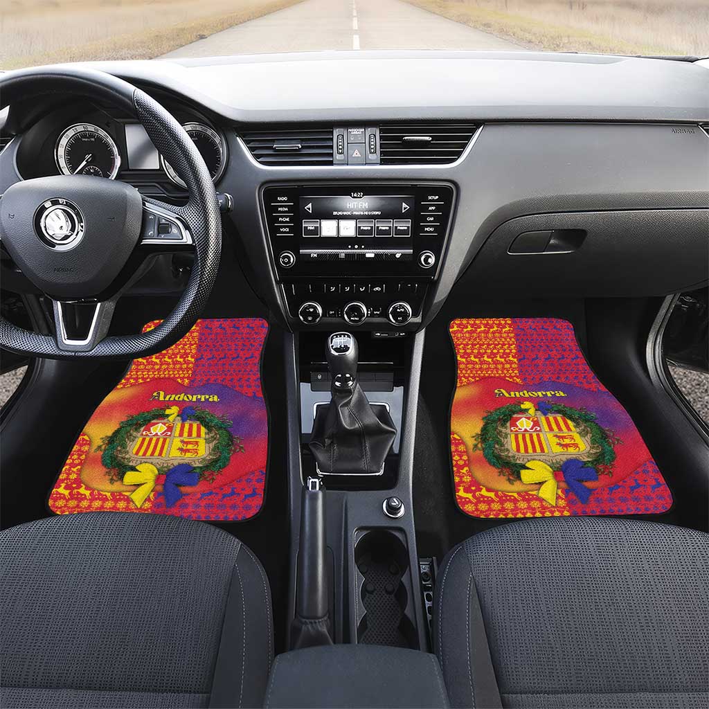 Andorra Christmas Car Mats Coat Of Arms With Wreath Xmas - Wonder Print Shop