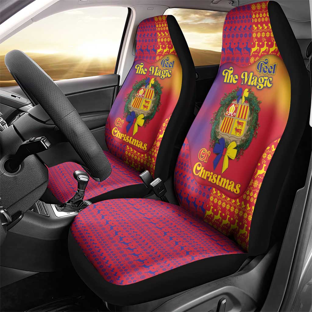 Andorra Christmas Car Seat Cover Coat Of Arms With Wreath Xmas - Wonder Print Shop