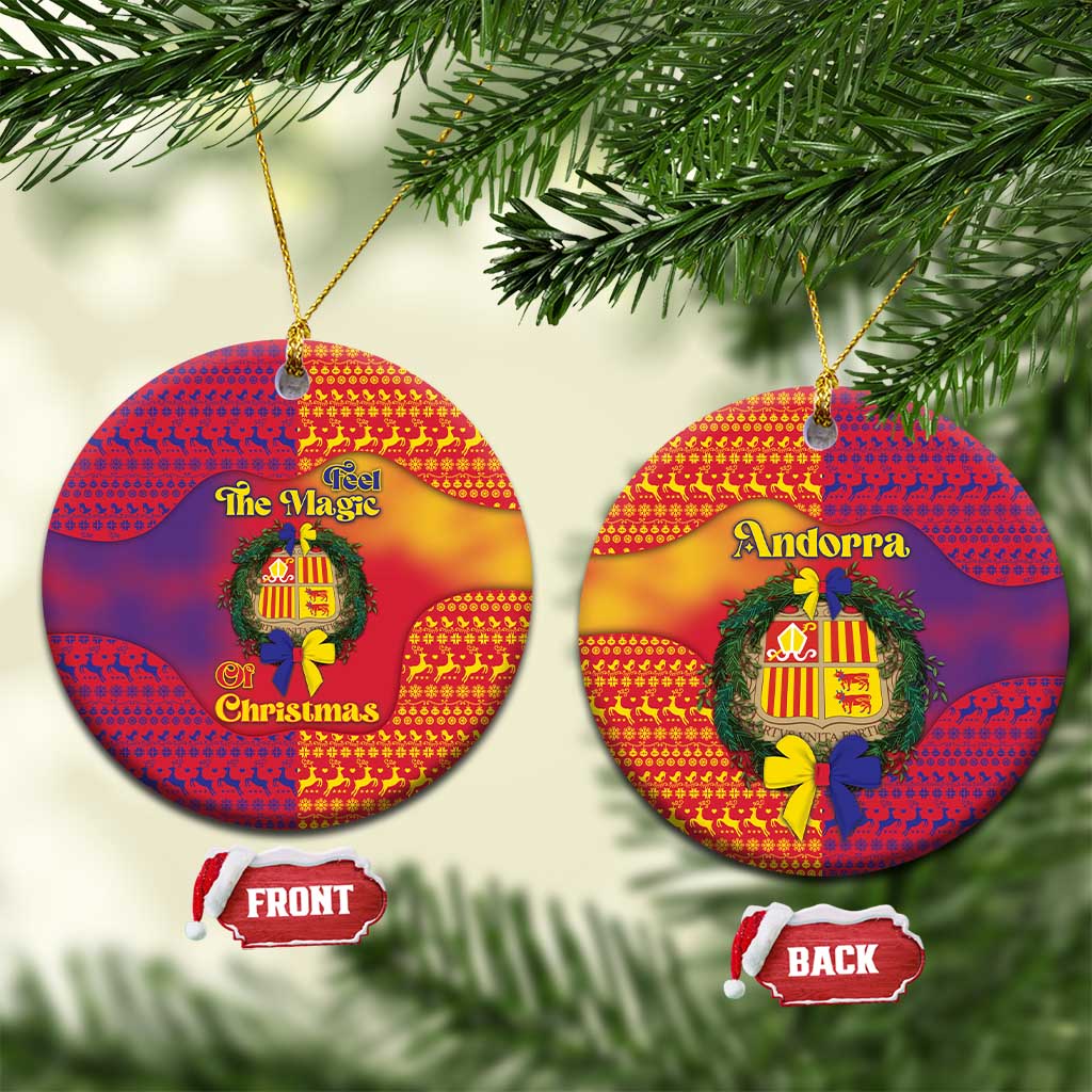 Andorra Christmas Ceramic Ornament Coat Of Arms With Wreath Xmas - Wonder Print Shop