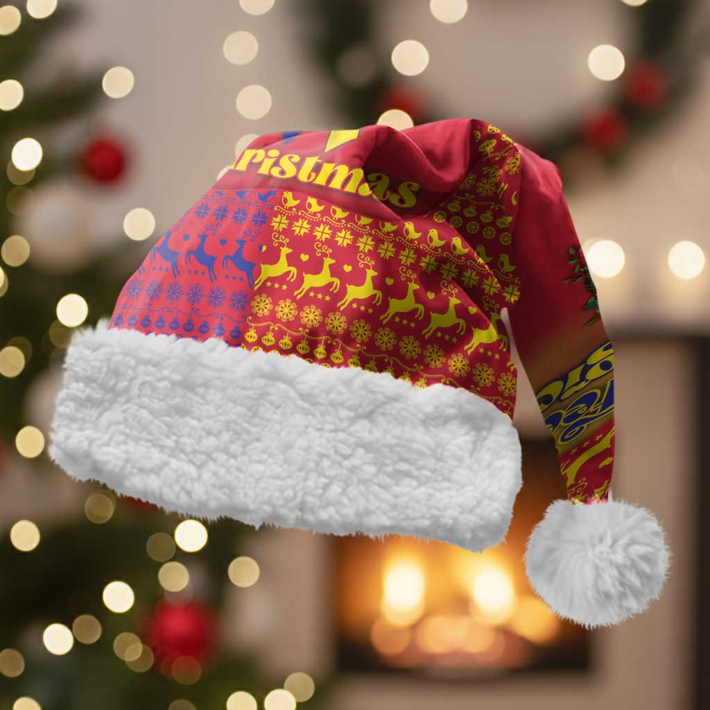 Andorra Christmas Santa Hat Coat Of Arms With Wreath Xmas - Wonder Print Shop