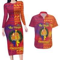 Andorra Christmas Couples Matching Long Sleeve Bodycon Dress and Hawaiian Shirt Coat Of Arms With Wreath Xmas - Wonder Print Shop