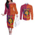 Andorra Christmas Couples Matching Off The Shoulder Long Sleeve Dress and Long Sleeve Button Shirt Coat Of Arms With Wreath Xmas - Wonder Print Shop