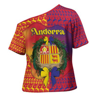 Andorra Christmas Cross Shoulder Shirt Coat Of Arms With Wreath Xmas - Wonder Print Shop