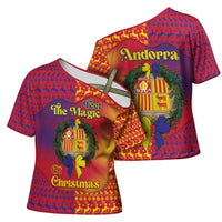 Andorra Christmas Cross Shoulder Shirt Coat Of Arms With Wreath Xmas - Wonder Print Shop