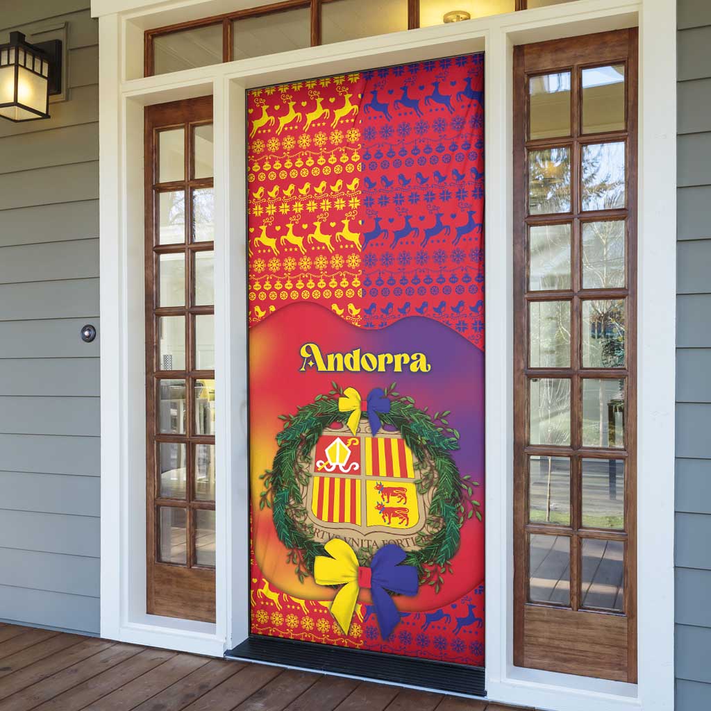 Andorra Christmas Door Cover Coat Of Arms With Wreath Xmas - Wonder Print Shop