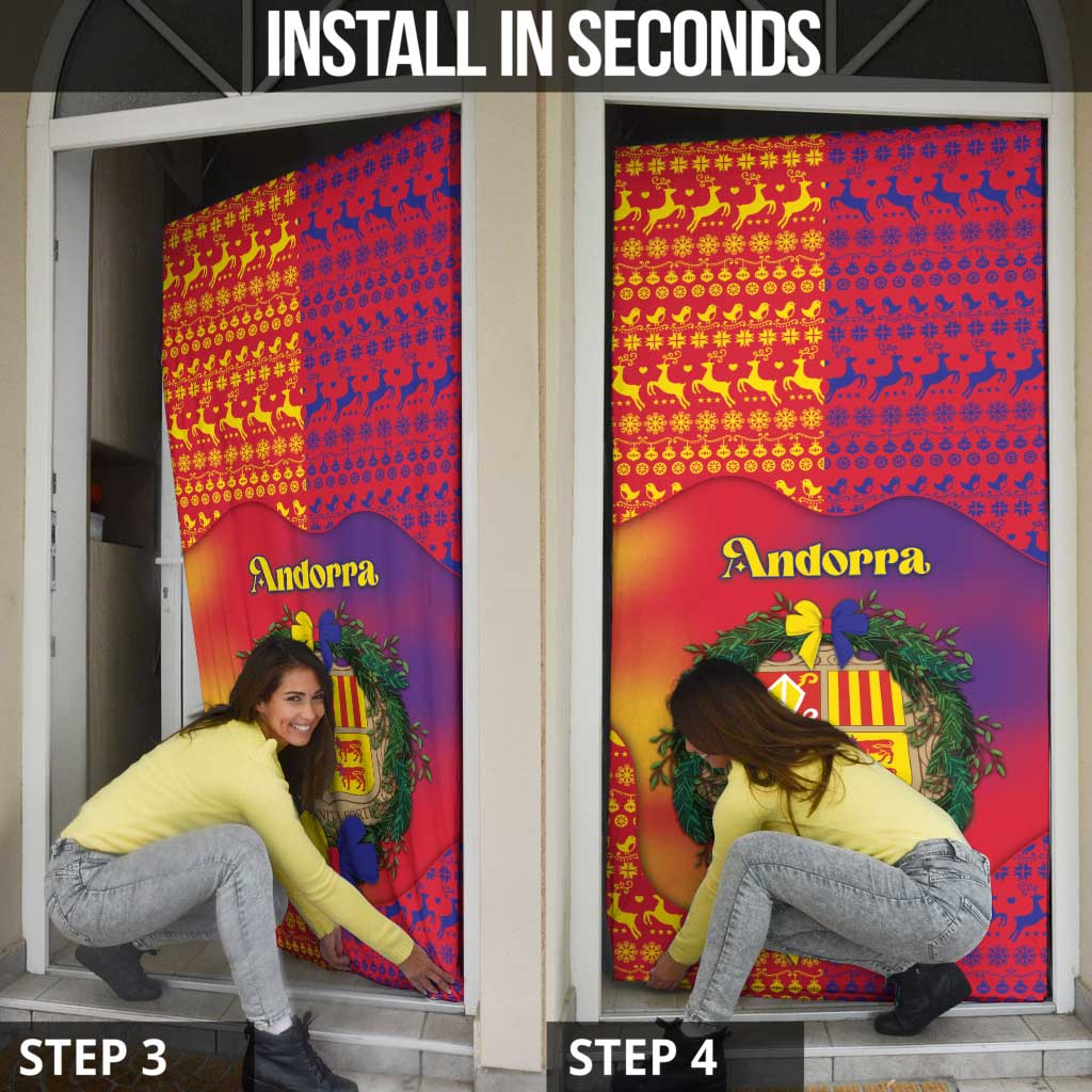 Andorra Christmas Door Cover Coat Of Arms With Wreath Xmas - Wonder Print Shop