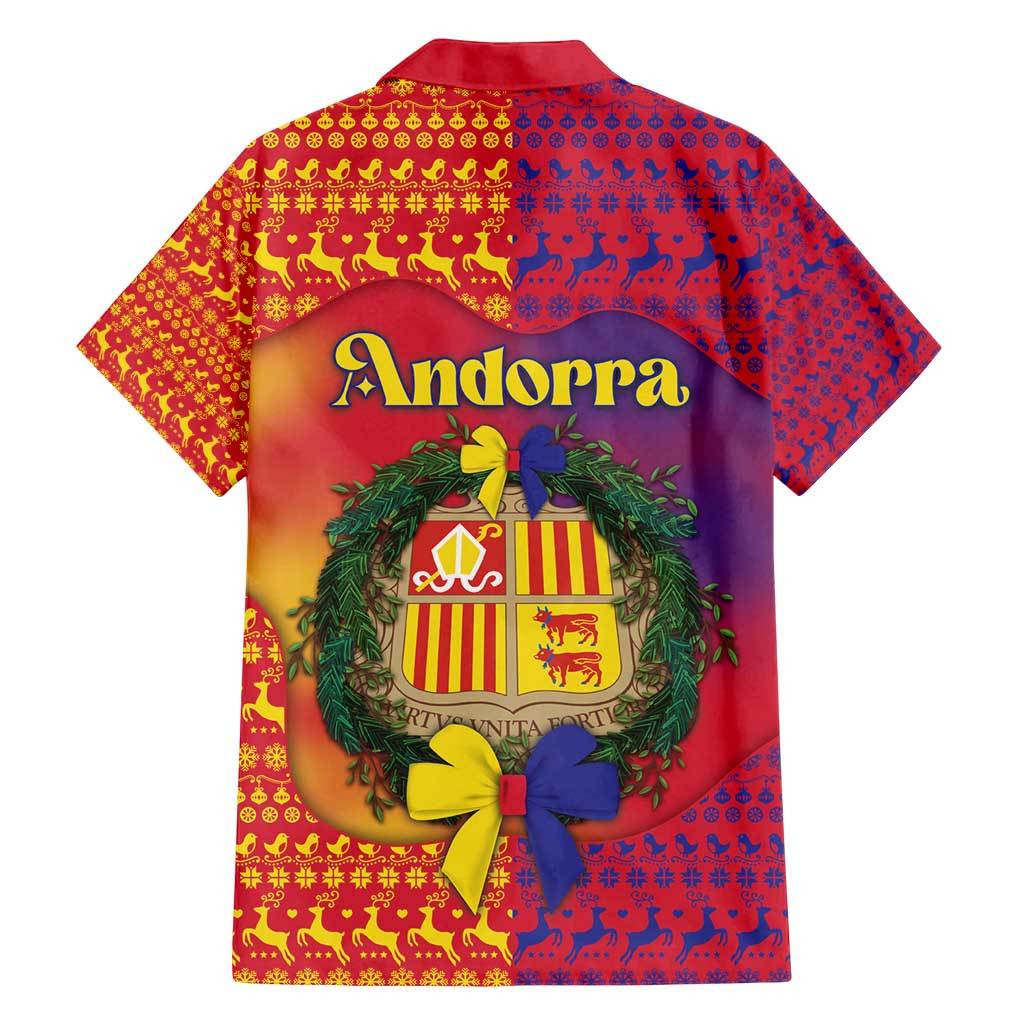 Andorra Christmas Family Matching Long Sleeve Bodycon Dress and Hawaiian Shirt Coat Of Arms With Wreath Xmas - Wonder Print Shop