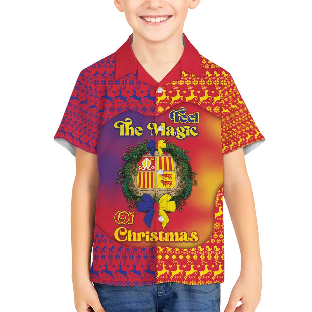 Andorra Christmas Family Matching Long Sleeve Bodycon Dress and Hawaiian Shirt Coat Of Arms With Wreath Xmas - Wonder Print Shop