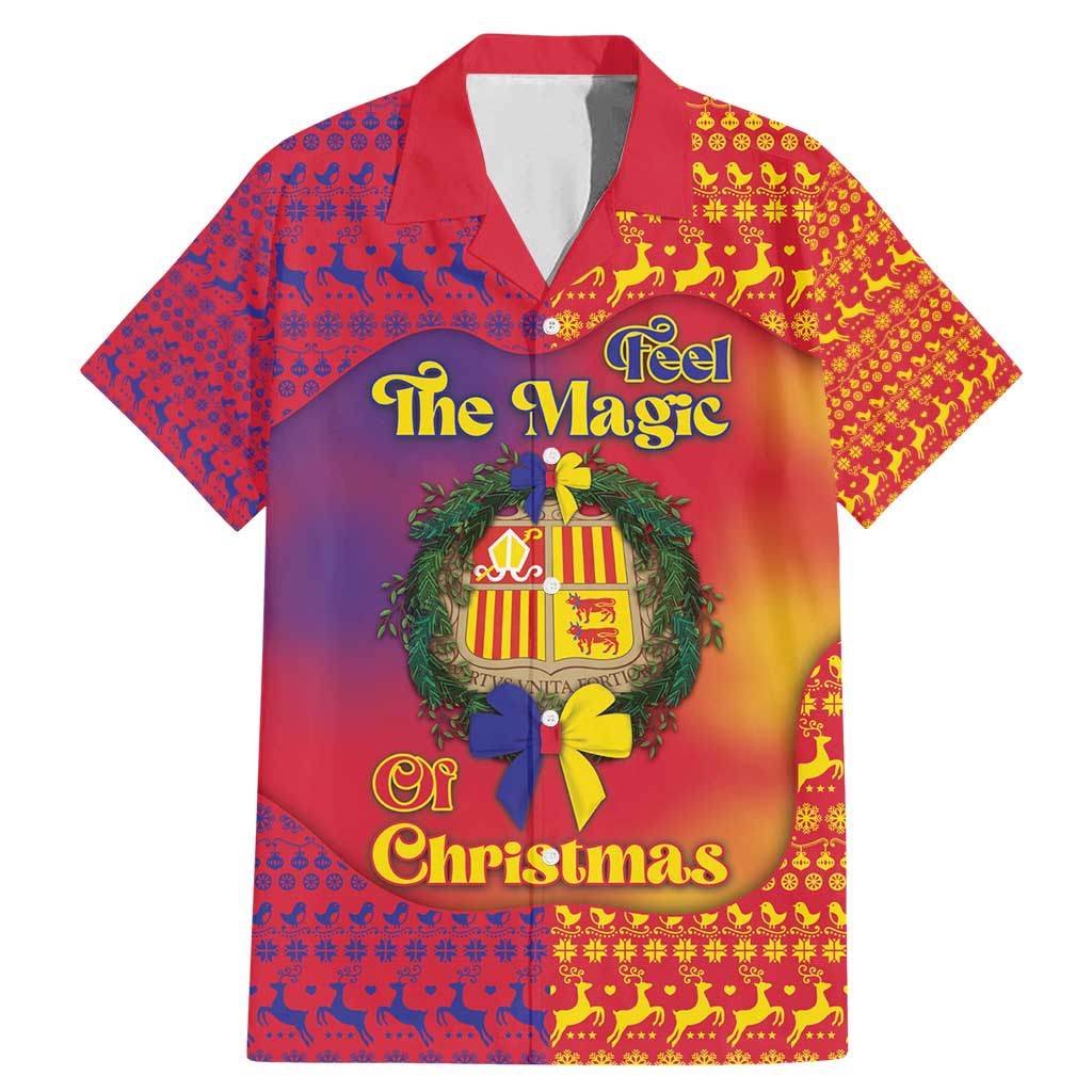 Andorra Christmas Family Matching Mermaid Dress and Hawaiian Shirt Coat Of Arms With Wreath Xmas - Wonder Print Shop