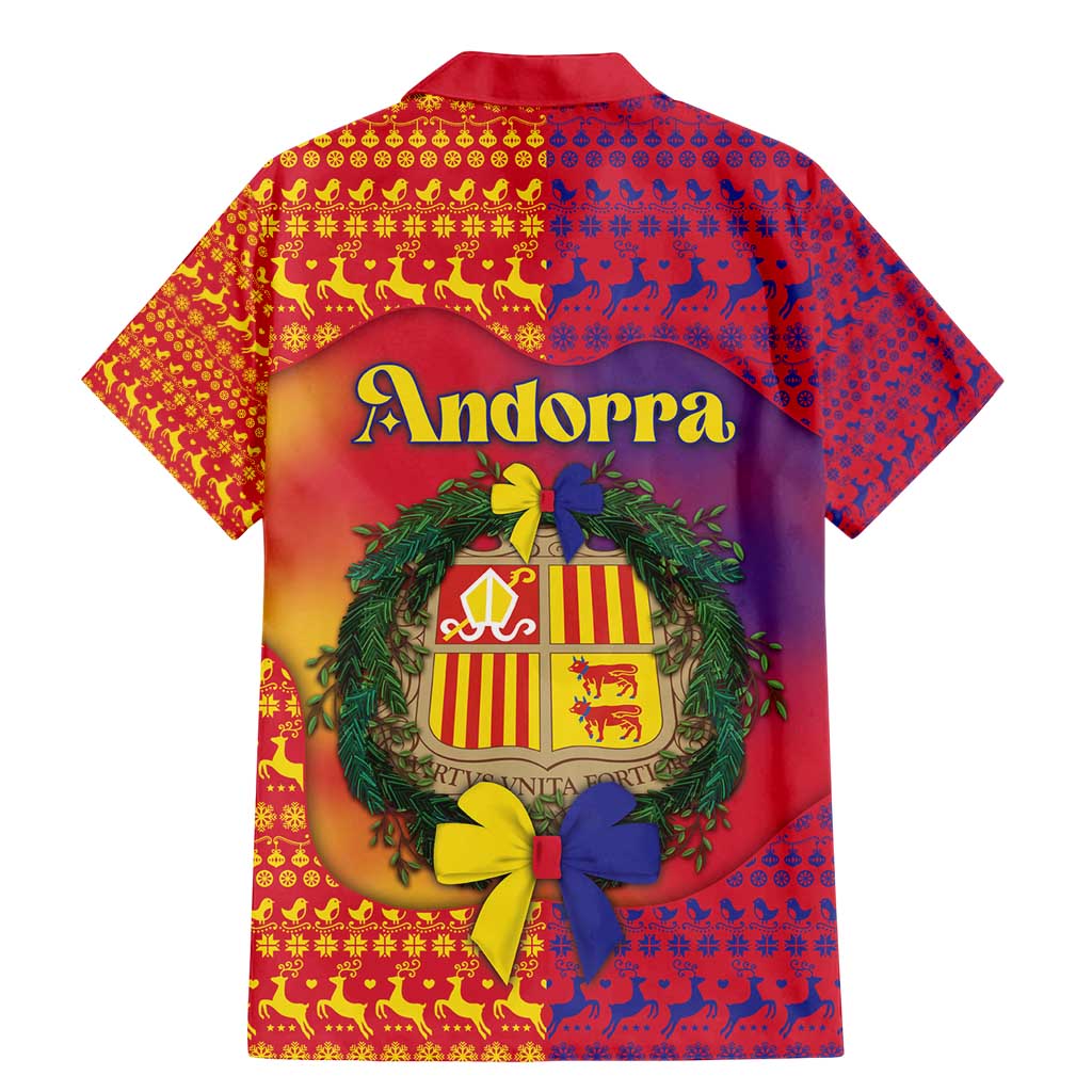 Andorra Christmas Family Matching Mermaid Dress and Hawaiian Shirt Coat Of Arms With Wreath Xmas - Wonder Print Shop