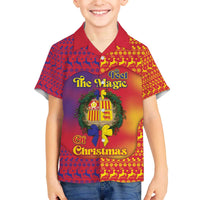 Andorra Christmas Family Matching Off The Shoulder Long Sleeve Dress and Hawaiian Shirt Coat Of Arms With Wreath Xmas - Wonder Print Shop