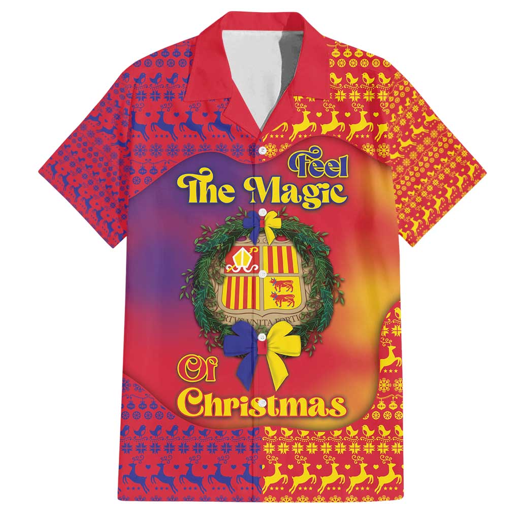 Andorra Christmas Family Matching Off Shoulder Short Dress and Hawaiian Shirt Coat Of Arms With Wreath Xmas - Wonder Print Shop