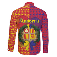 Andorra Christmas Family Matching Short Sleeve Bodycon Dress and Hawaiian Shirt Coat Of Arms With Wreath Xmas - Wonder Print Shop
