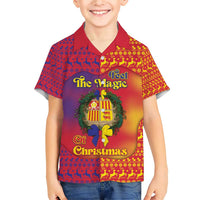 Andorra Christmas Family Matching Short Sleeve Bodycon Dress and Hawaiian Shirt Coat Of Arms With Wreath Xmas - Wonder Print Shop