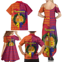 Andorra Christmas Family Matching Summer Maxi Dress and Hawaiian Shirt Coat Of Arms With Wreath Xmas - Wonder Print Shop