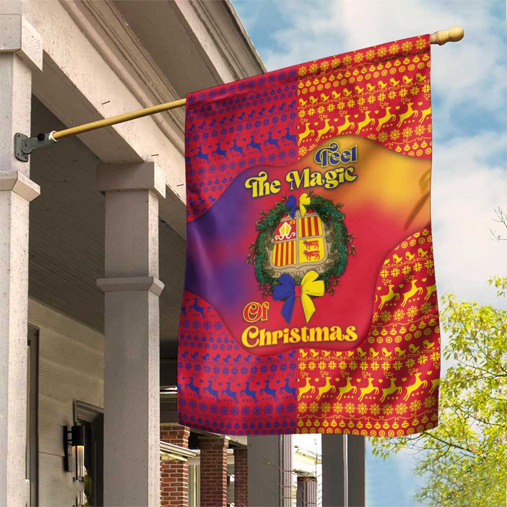 Andorra Christmas Garden Flag Coat Of Arms With Wreath Xmas - Wonder Print Shop