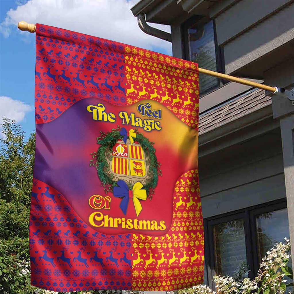 Andorra Christmas Garden Flag Coat Of Arms With Wreath Xmas - Wonder Print Shop