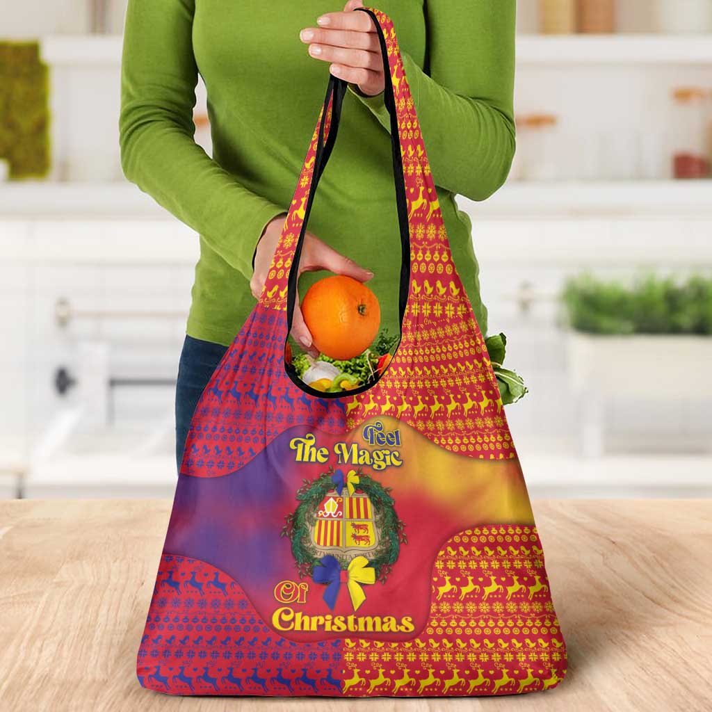Andorra Christmas Grocery Bag Coat Of Arms With Wreath Xmas - Wonder Print Shop