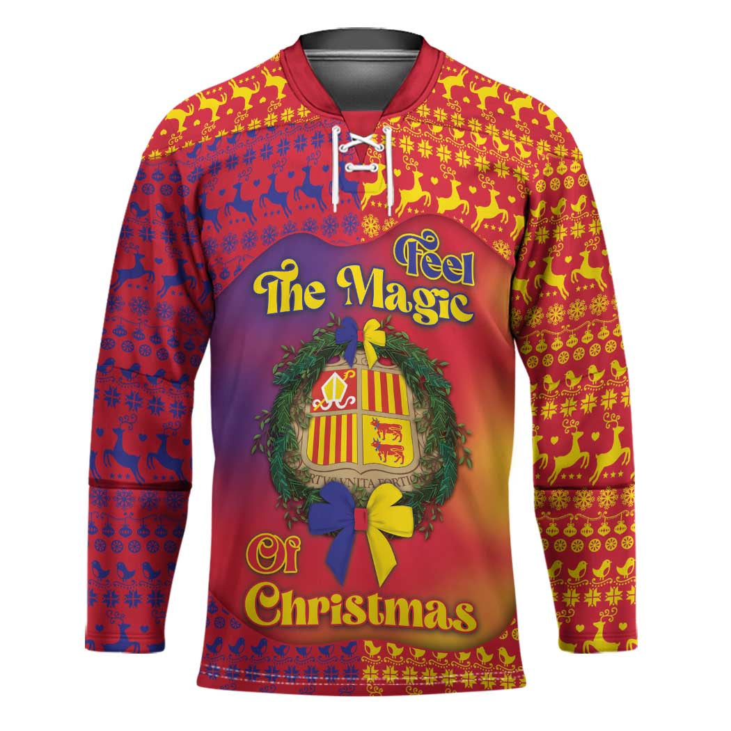 Andorra Christmas Hockey Jersey Coat Of Arms With Wreath Xmas - Wonder Print Shop