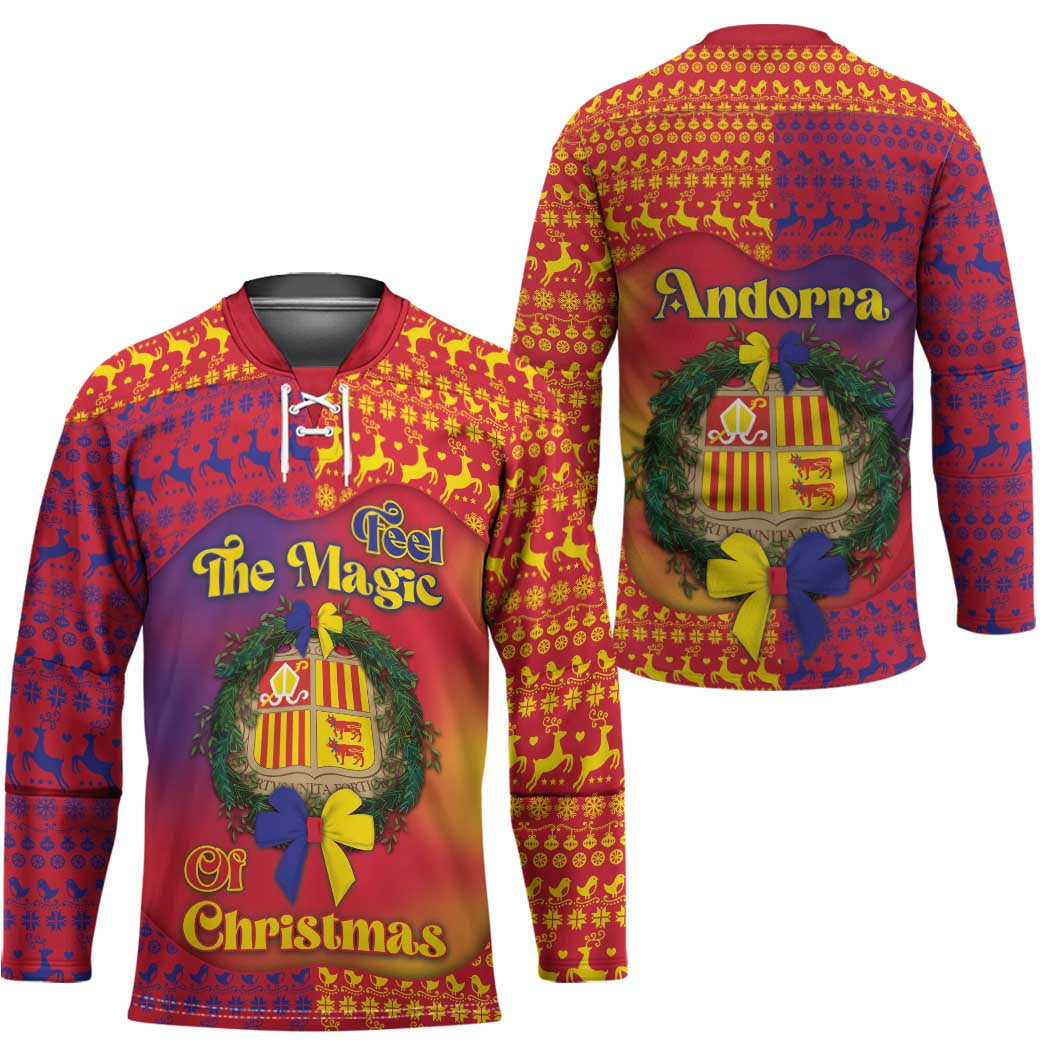 Andorra Christmas Hockey Jersey Coat Of Arms With Wreath Xmas - Wonder Print Shop