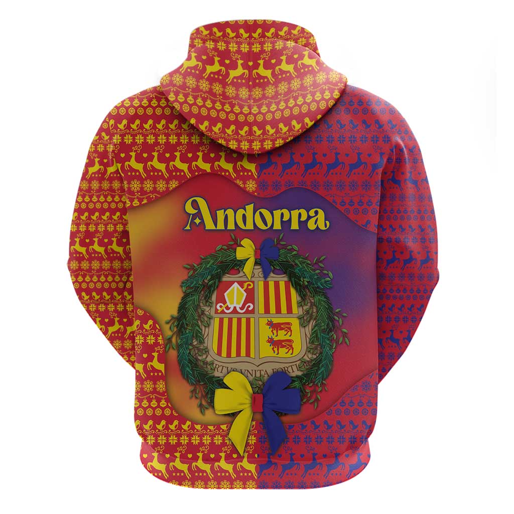 Andorra Christmas Hoodie Coat Of Arms With Wreath Xmas - Wonder Print Shop