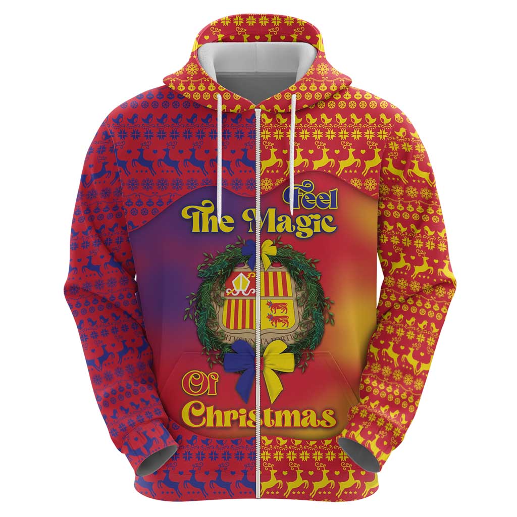 Andorra Christmas Hoodie Coat Of Arms With Wreath Xmas - Wonder Print Shop