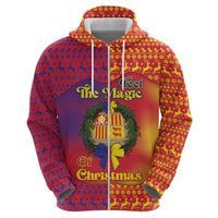 Andorra Christmas Hoodie Coat Of Arms With Wreath Xmas - Wonder Print Shop